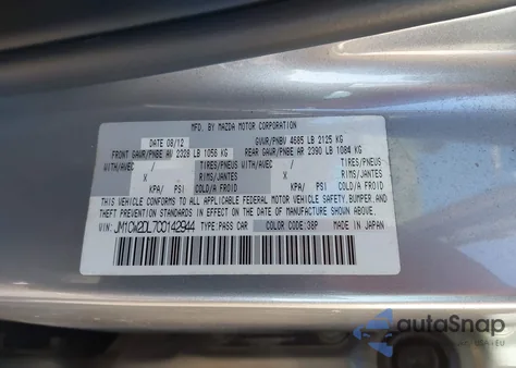 2012 Mazda Mazda5 Grand Touring z USA, uszkodzony, nr VIN JM1CW2DL7C0142944